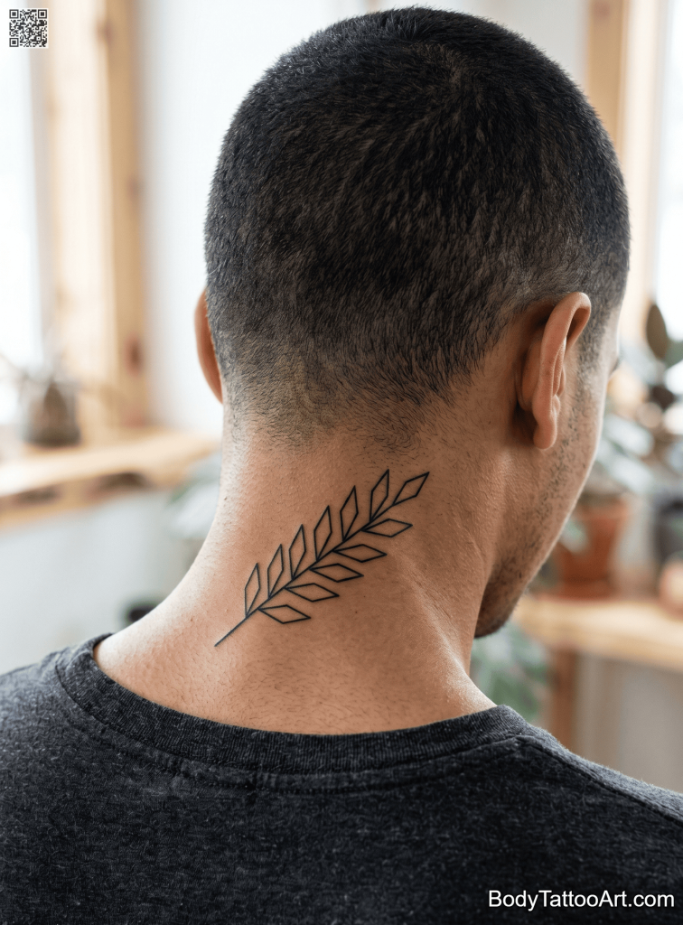 Geometric blackwork Olive Branch Tattoos