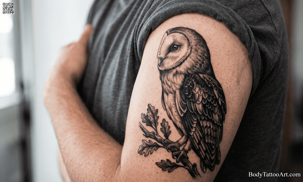 Grey-wash realism Owl Tattoos