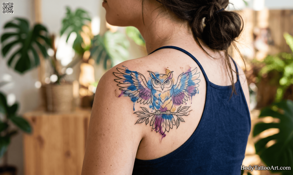 : Watercolor Owl Tattoos