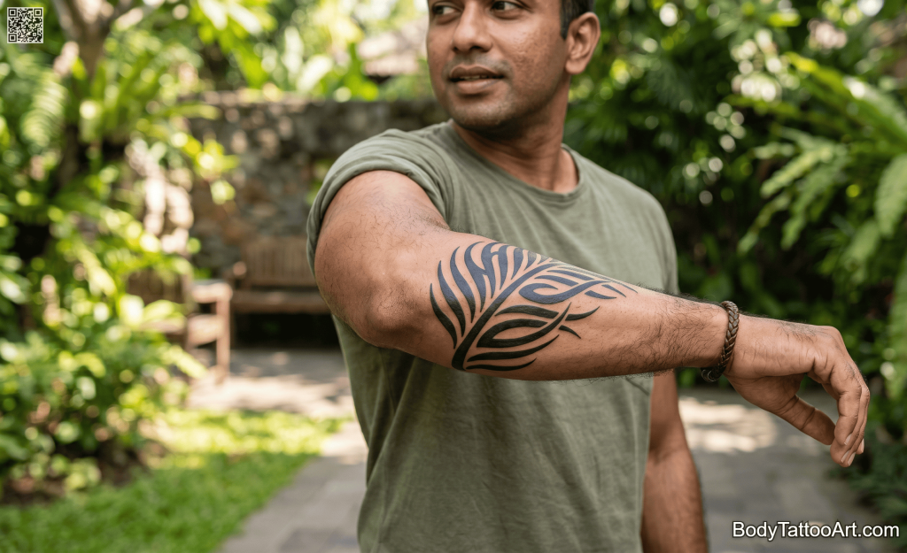  blackwork Palm Leaf Tattoos