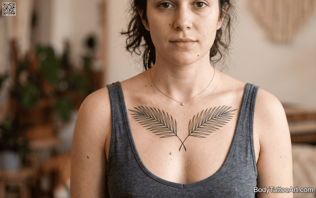 Fine line Palm Leaf Tattoos
