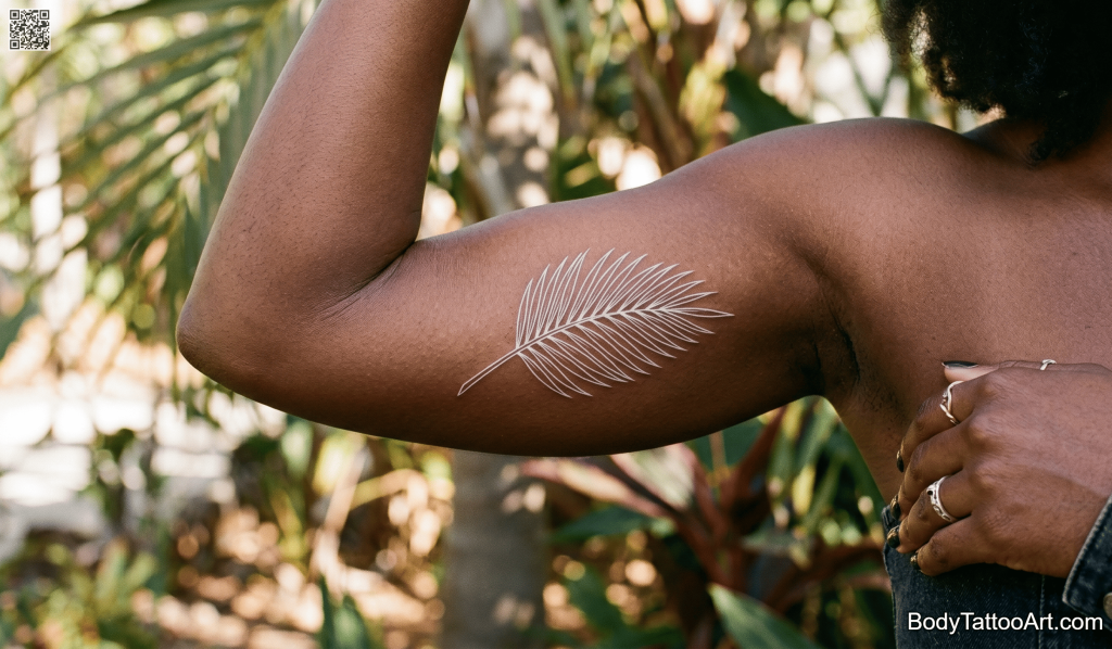 White ink Palm Leaf Tattoos