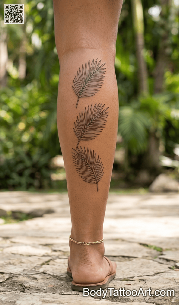 Fine line repeat pattern Palm Leaf Tattoos