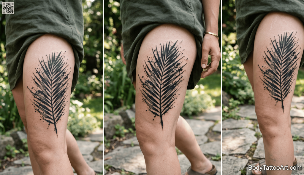 Abstract blackwork Palm Leaf Tattoos