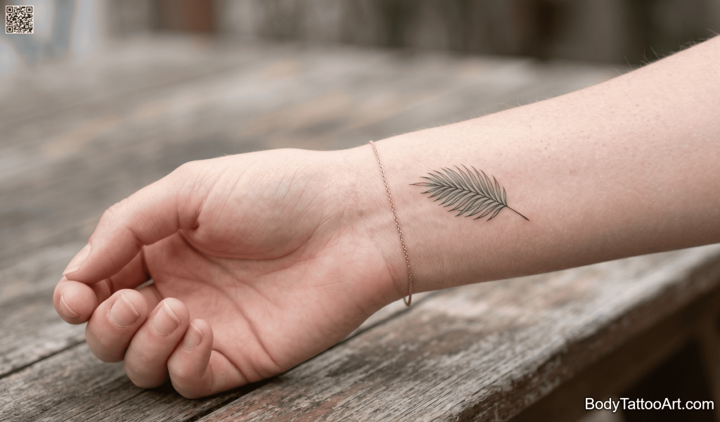 Micro fine line Palm Leaf Tattoos