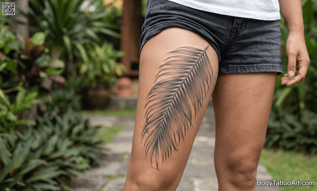 Grey-wash realism Palm Leaf Tattoos
