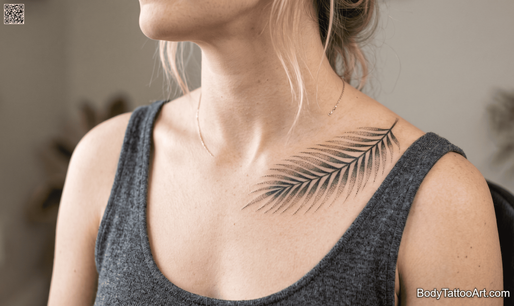 Dotwork stippling Palm Leaf Tattoos