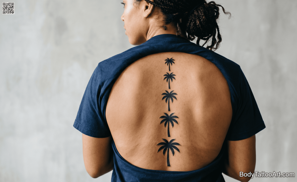 Blackwork minimal Palm Tree Tattoos