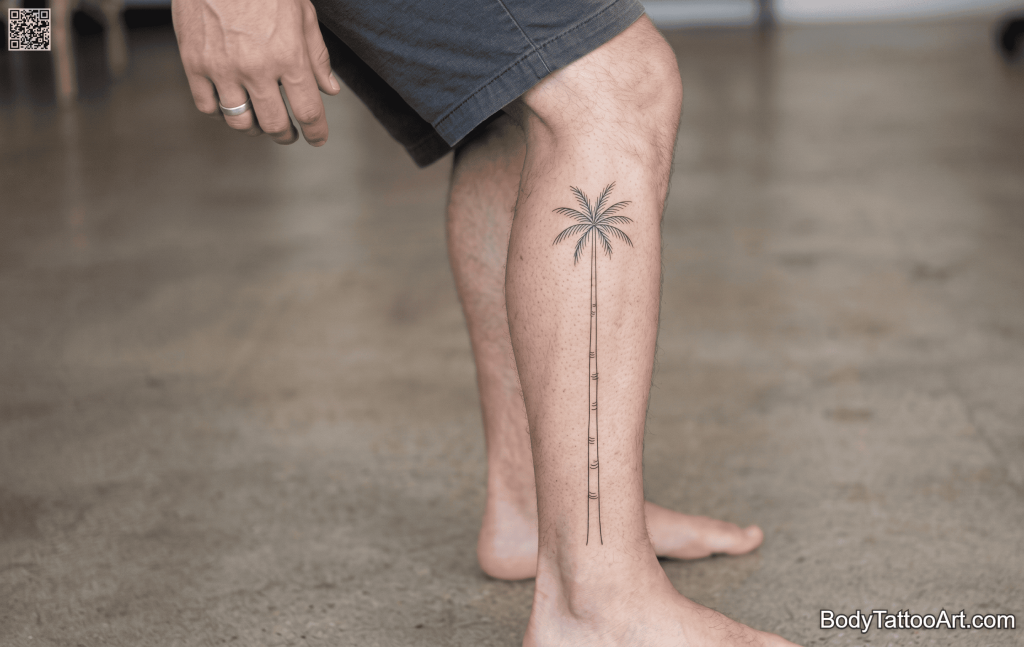 Fine line minimal Palm Tree Tattoos