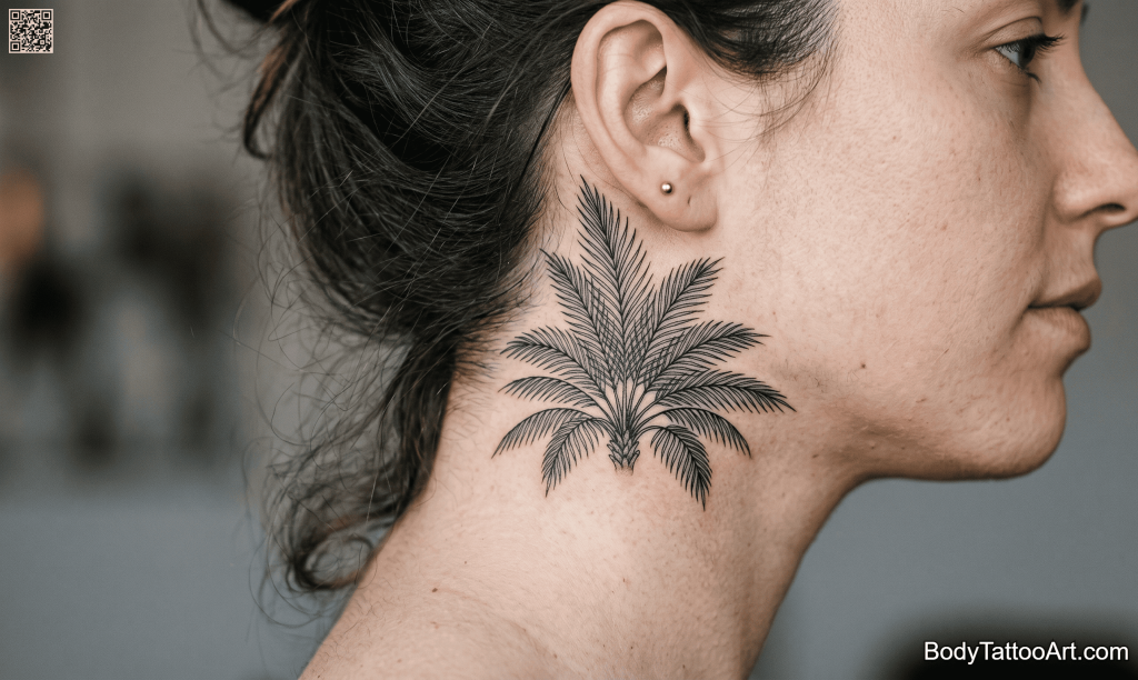  Fine line botanical Palm Tree Tattoos