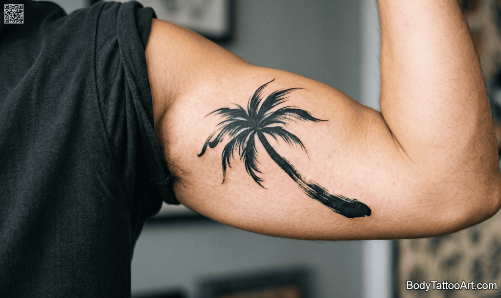 Japanese ink painting Palm Tree Tattoos