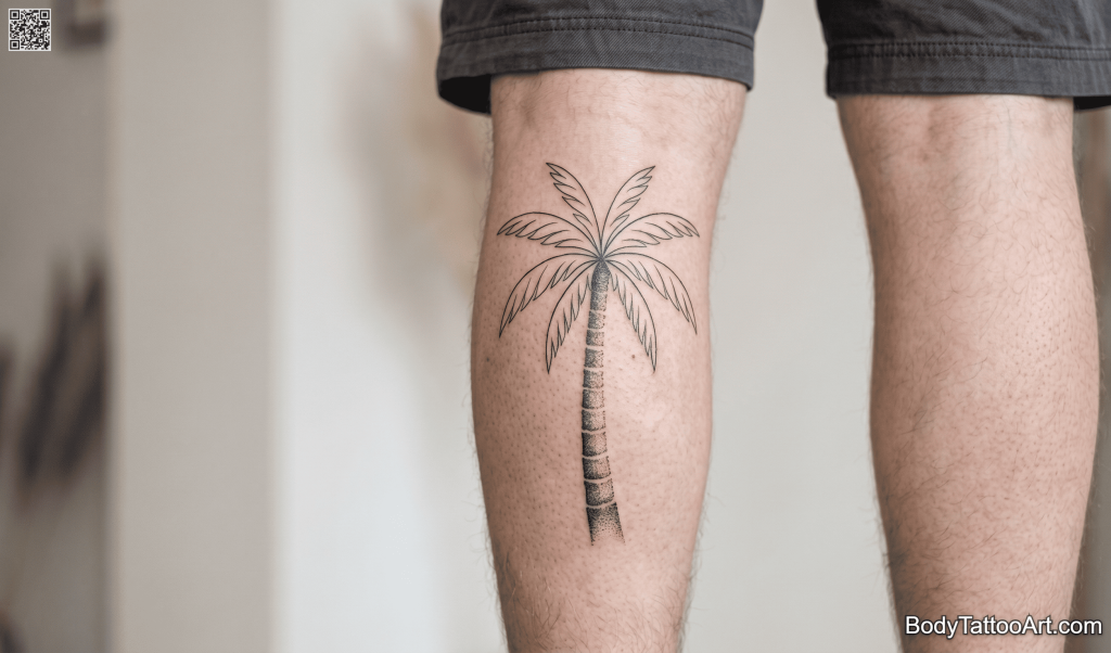 fine line hybrid Palm Tree Tattoos