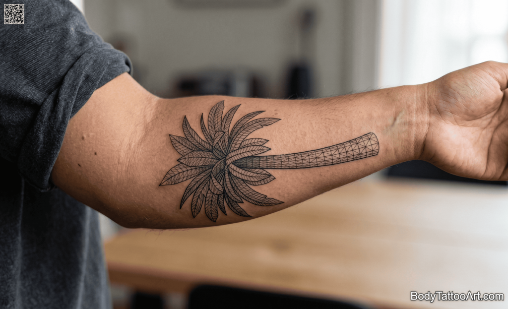 technical linework Palm Tree Tattoos