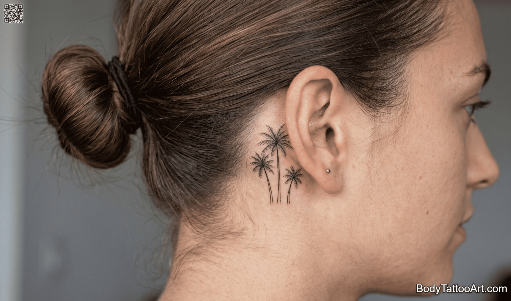 Micro fine line Palm Tree Tattoos