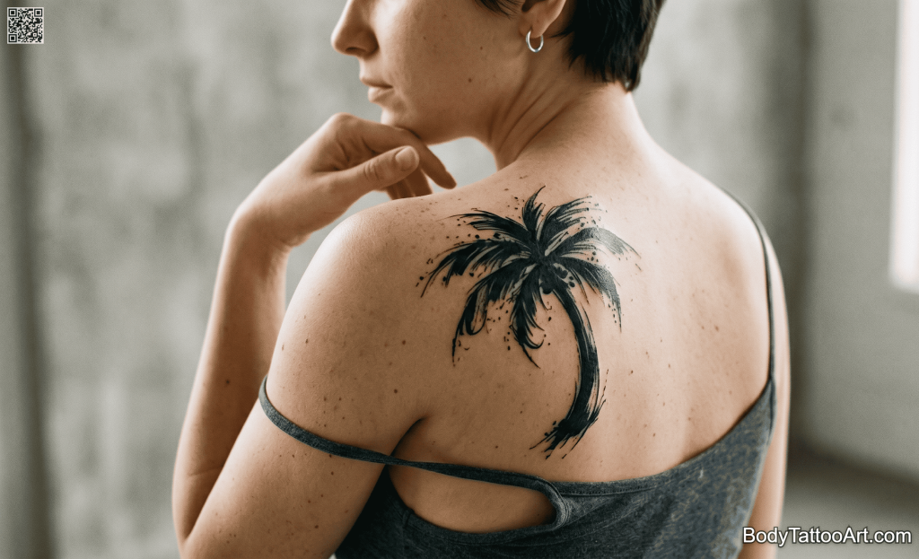 bstract brushwork Palm Tree Tattoos