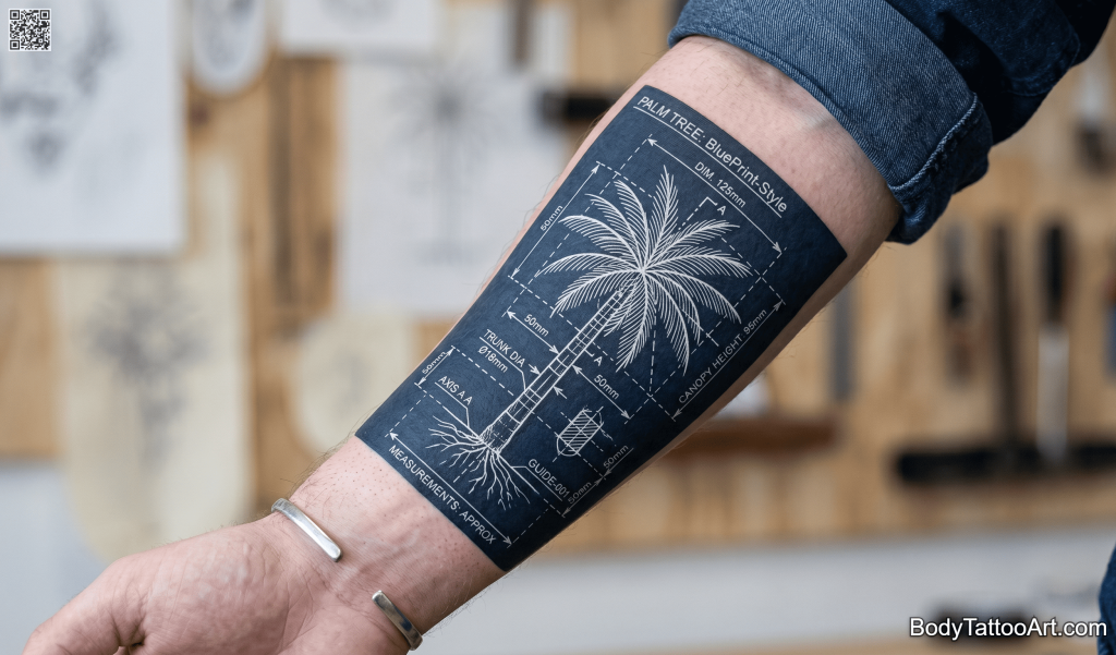 blueprint aesthetic Palm Tree Tattoos