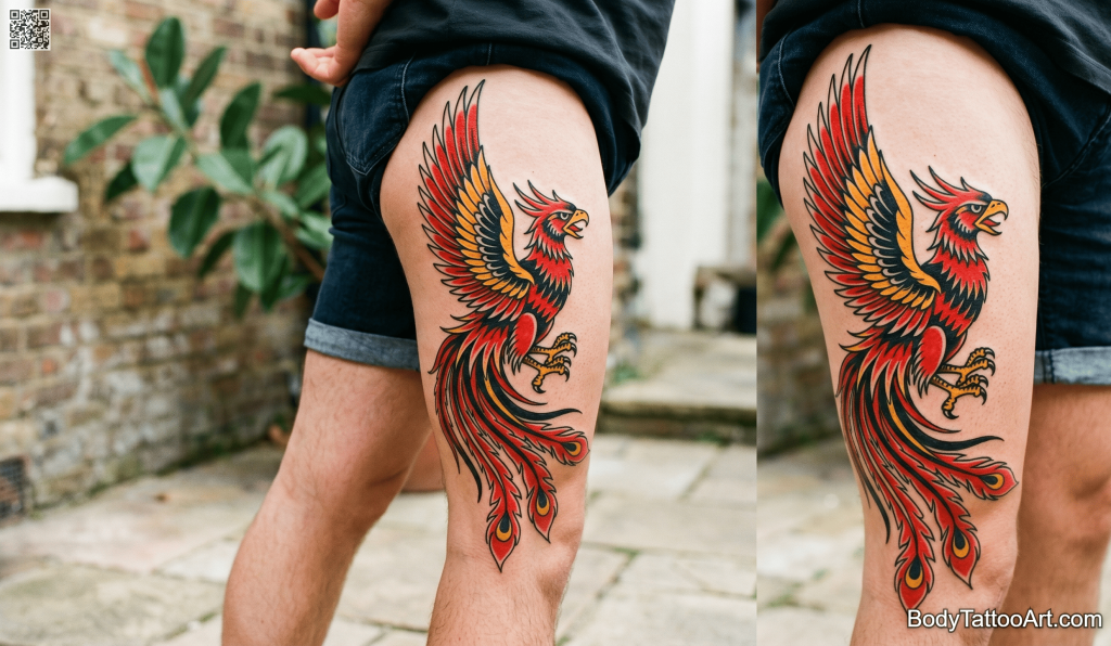  American traditional Phoenix Tattoos