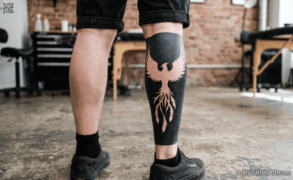  Blackout with negative space Phoenix Tattoos