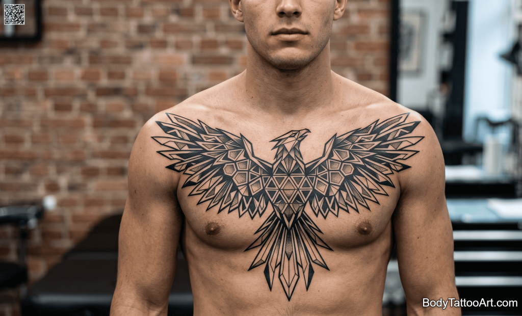  Geometric blackwork Phoenix Tattoos