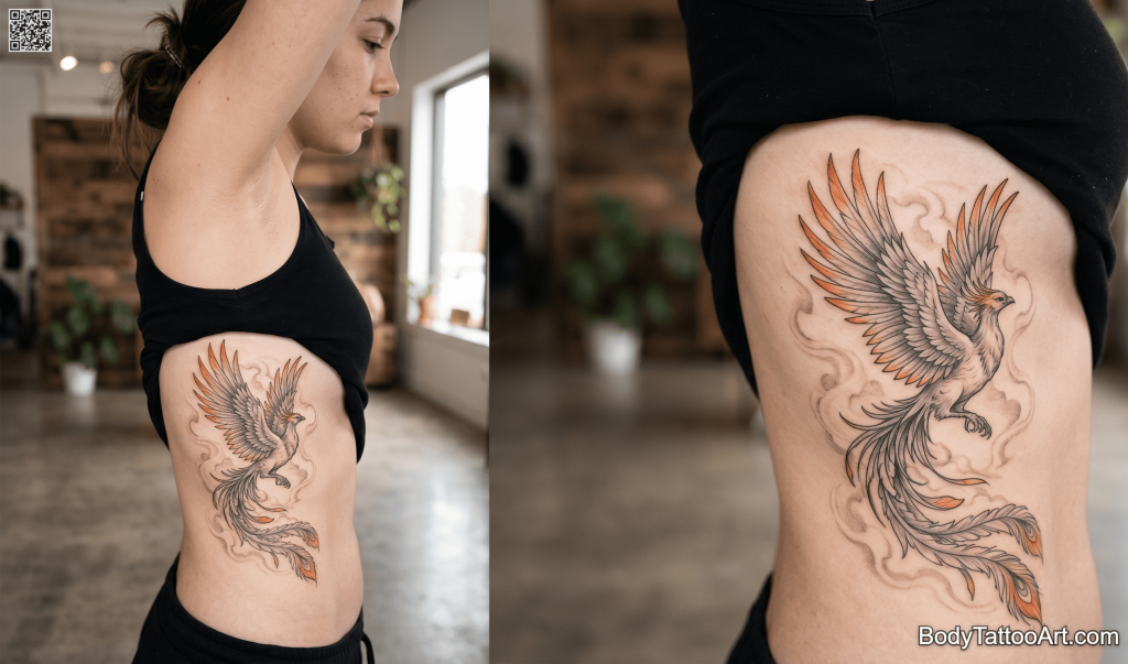 semi-realistic Phoenix Tattoos
