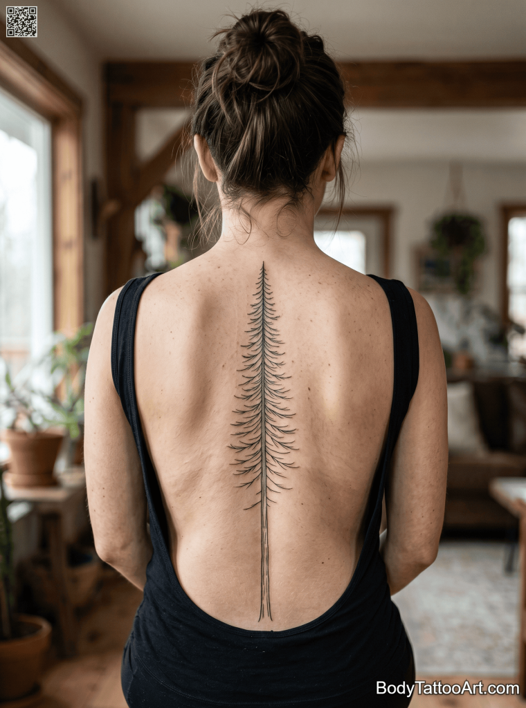  Fine line Pine Tree Tattoos