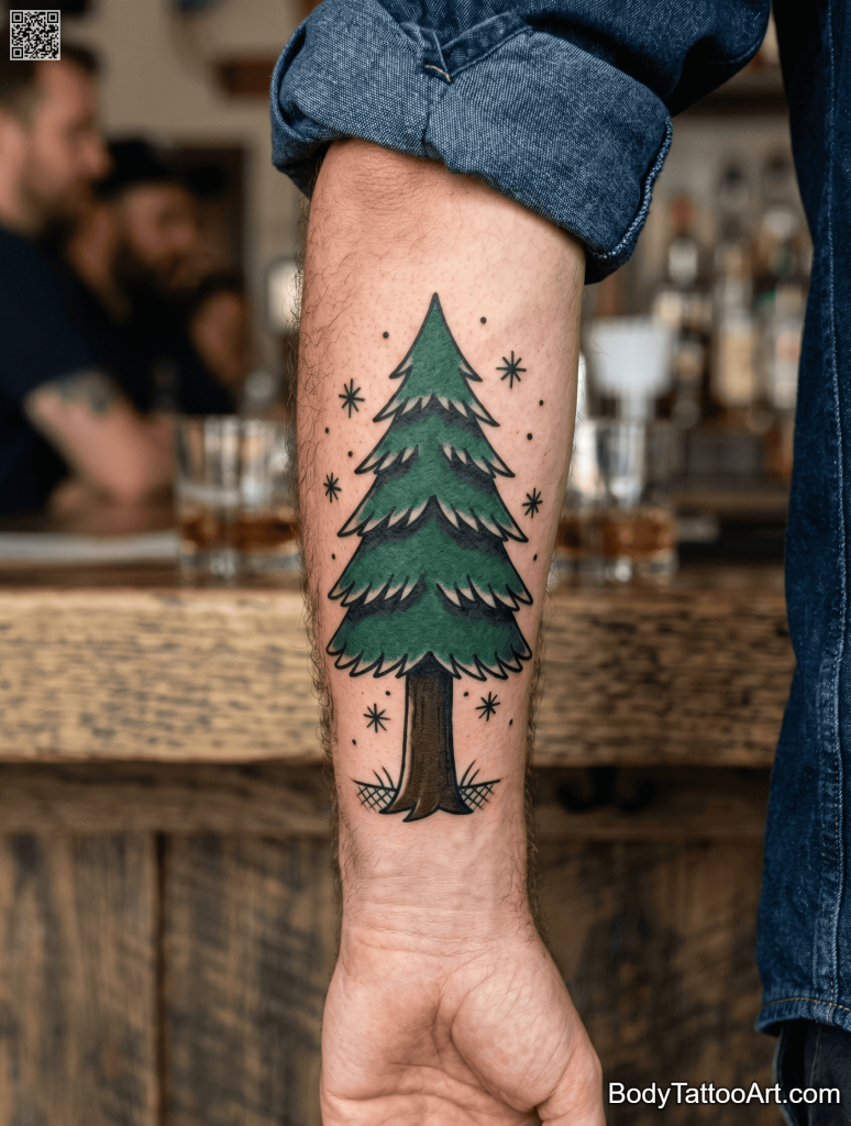 American traditional Pine Tree Tattoos