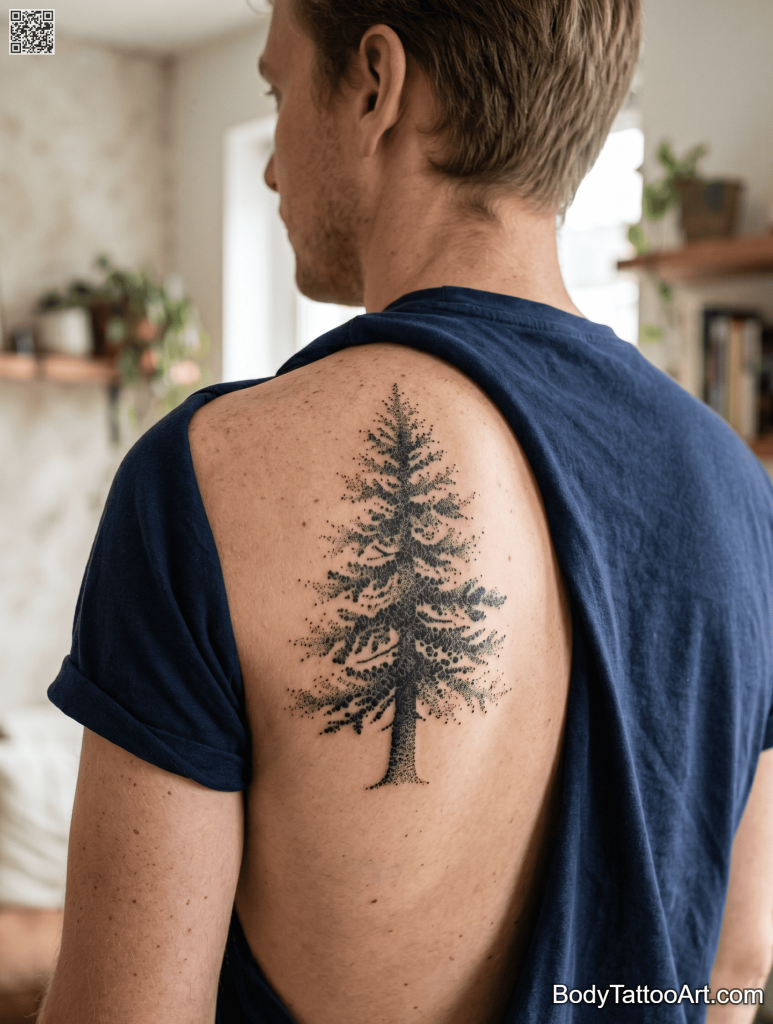  Pointillism Pine Tree Tattoos
