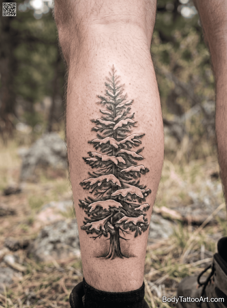  Grey wash realism Pine Tree Tattoos