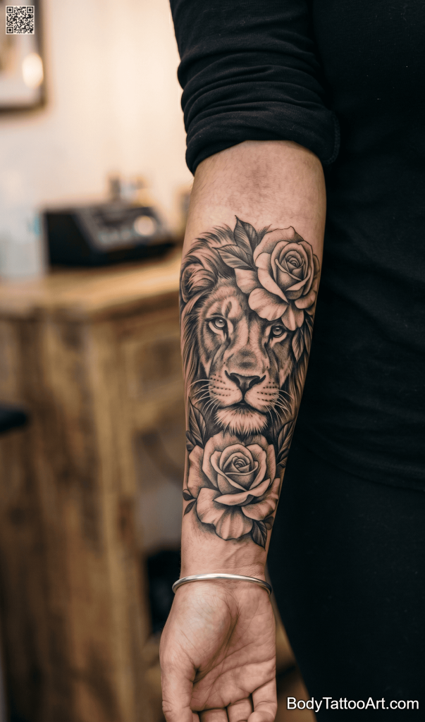 9 Rose With Lion Tattoos – Design Ideas and Meaning