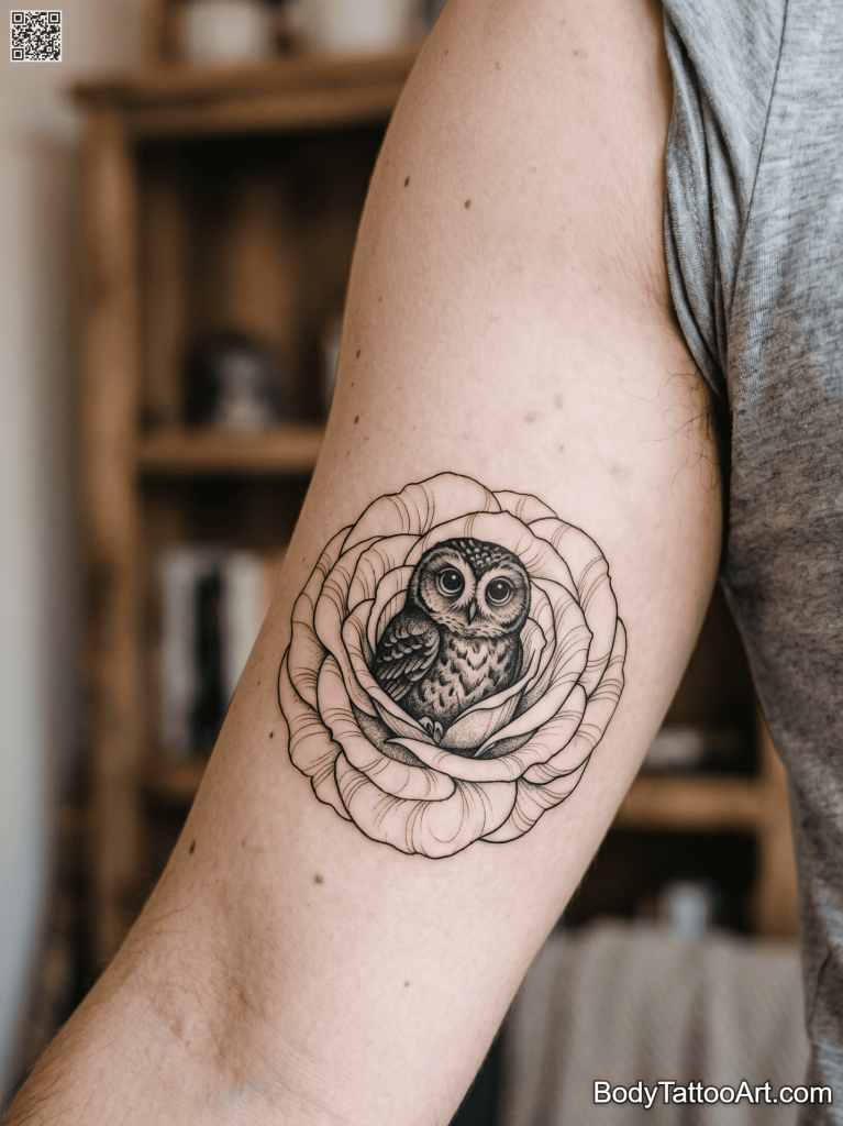 10 Stunning Rose With Owl Tattoos for Men and Women You’ll Love