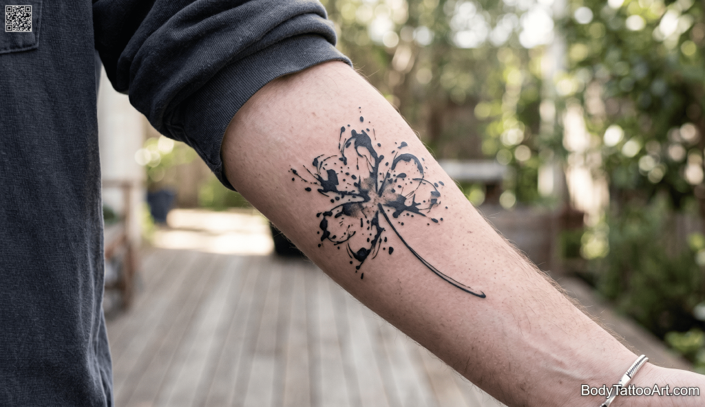 Abstract Ink Splash Shamrock