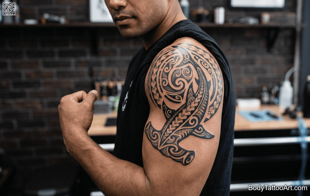  Polynesian tribal Shark Tattoos
