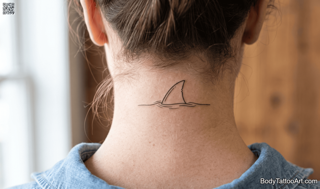 Fine line illustrative Shark Tattoos