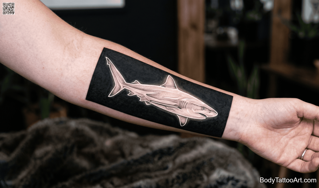 dark work Shark Tattoos