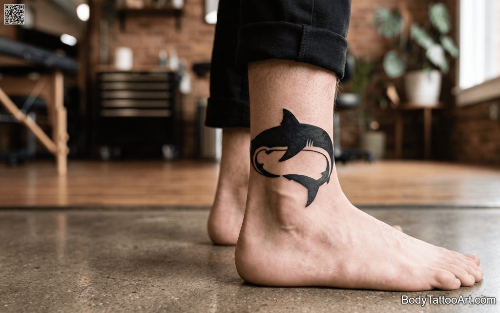  Blackwork silhouette Shark Tattoos