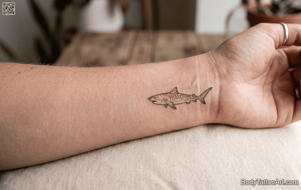 Fine line micro-realism Shark Tattoos