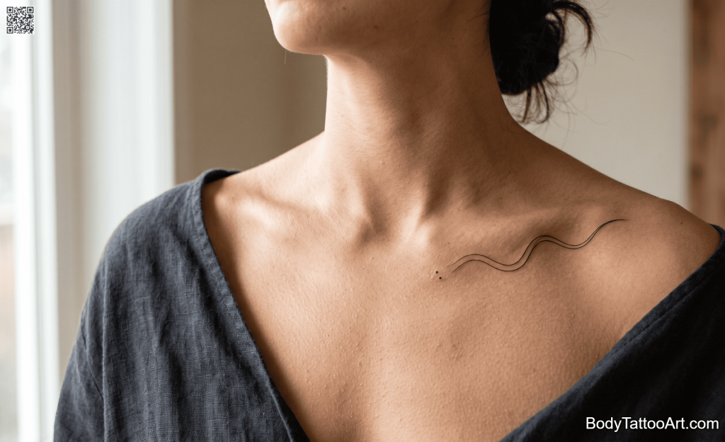 Ultra-minimalist fine line Snake Tattoos