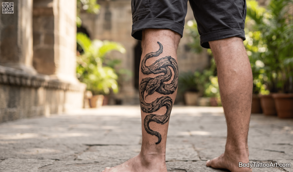  Textural blackwork Snake Tattoos