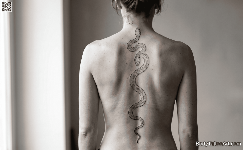Fine line blackwork Snake Tattoos