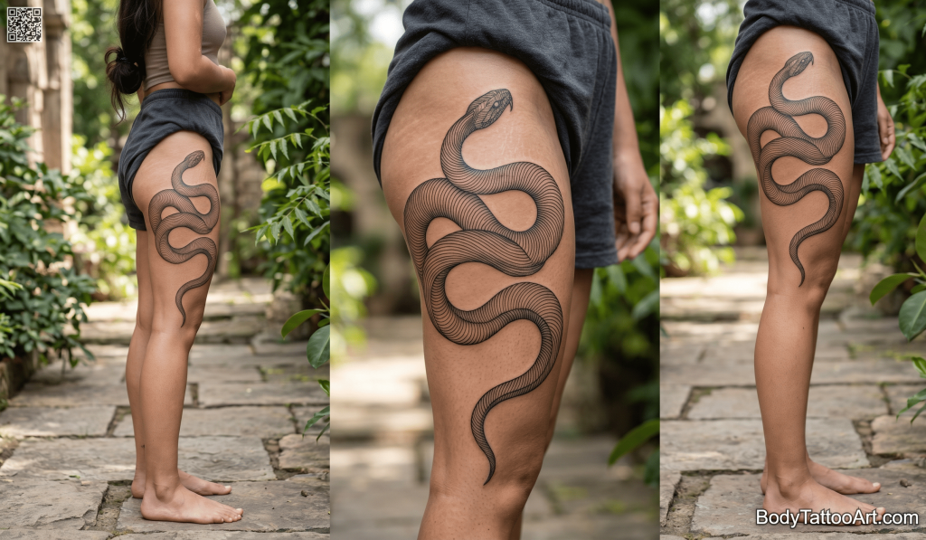 contour drawing Snake Tattoos