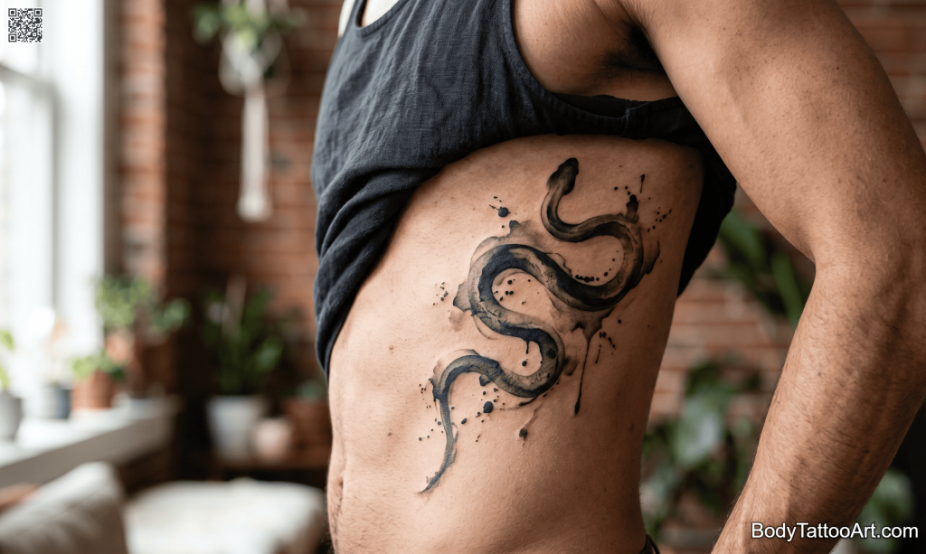  Watercolor blackwork Snake Tattoos