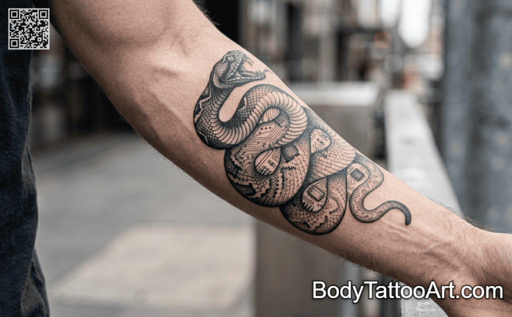 illustrative blackwork Snake Tattoos