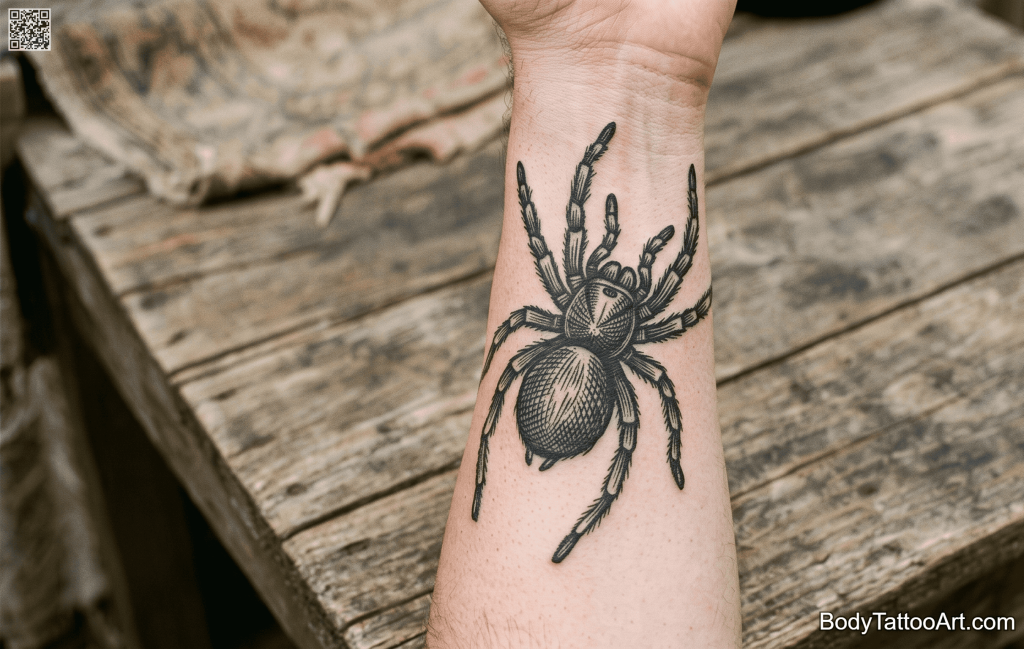 Woodblock inspired Spider Tattoos