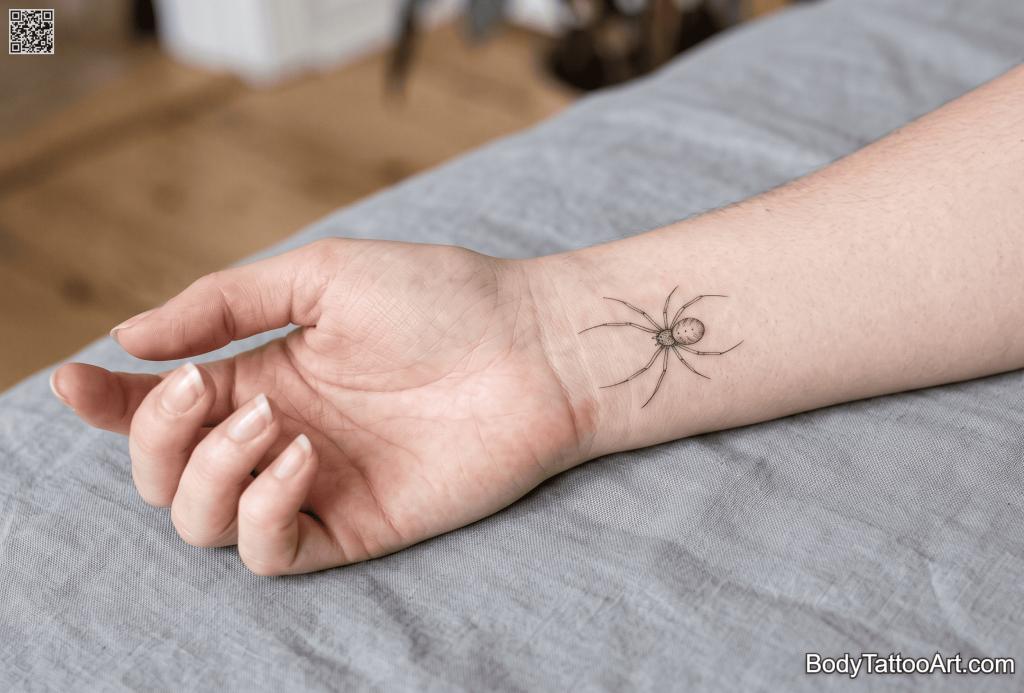 Single needle Spider Tattoos