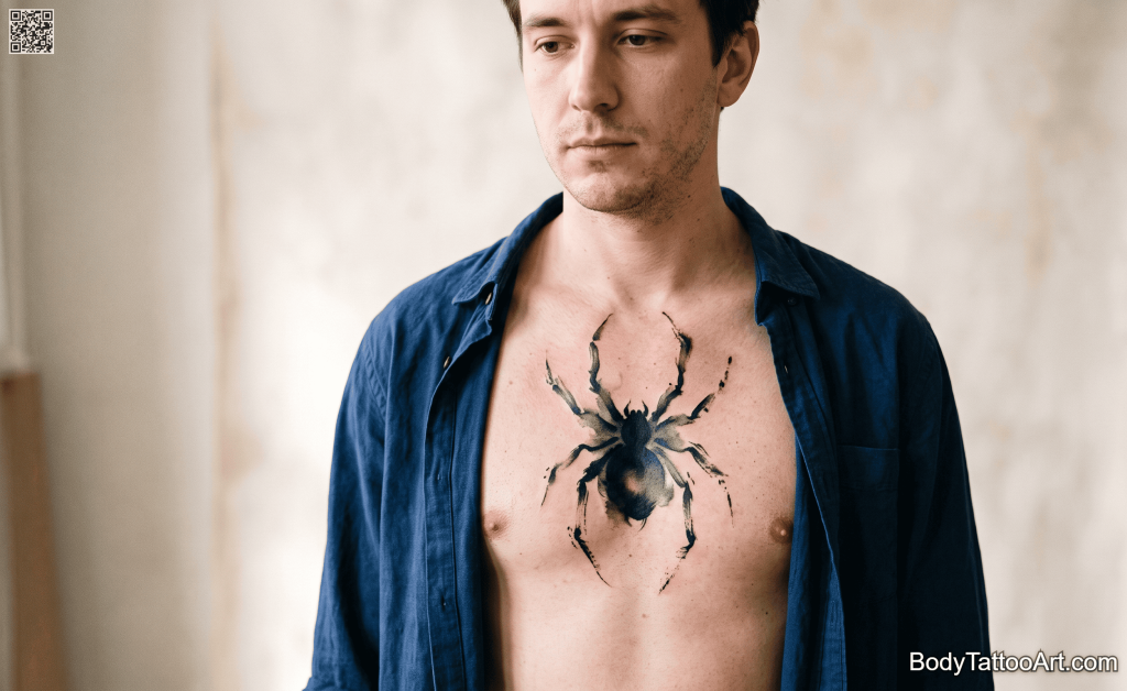 Sumi-e / ink wash Spider Tattoos