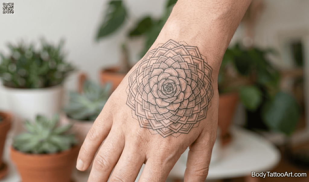 Geometric mandala Succulent Tattoos