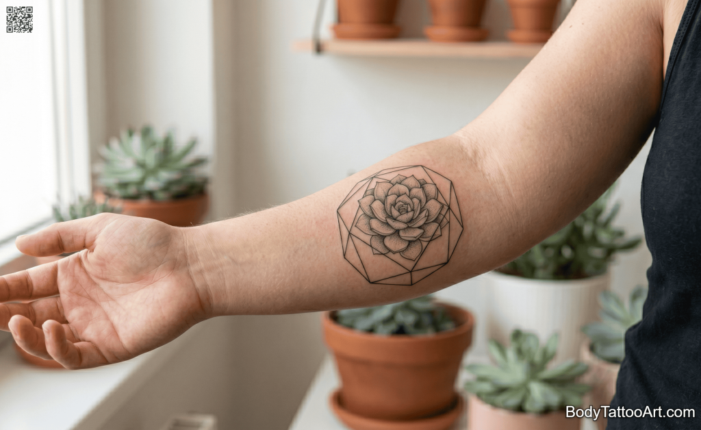 geometric Succulent Tattoos