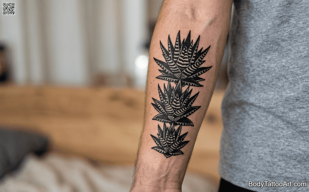 Blackwork with negative space Succulent Tattoos
