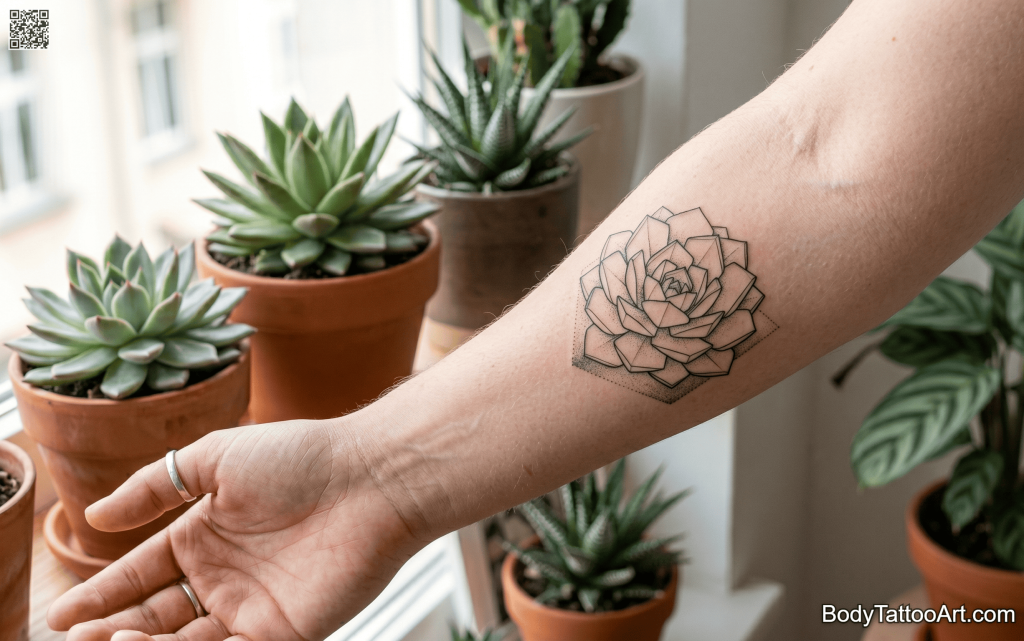 Isometric illustration Succulent Tattoos