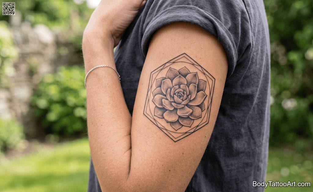 Geometric realism hybrid Succulent Tattoos